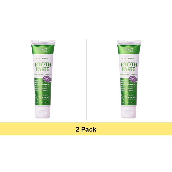Silver Biotics Naturally Whitening Winter Mint Coral Toothpaste 4oz - 2 Pack Bundle