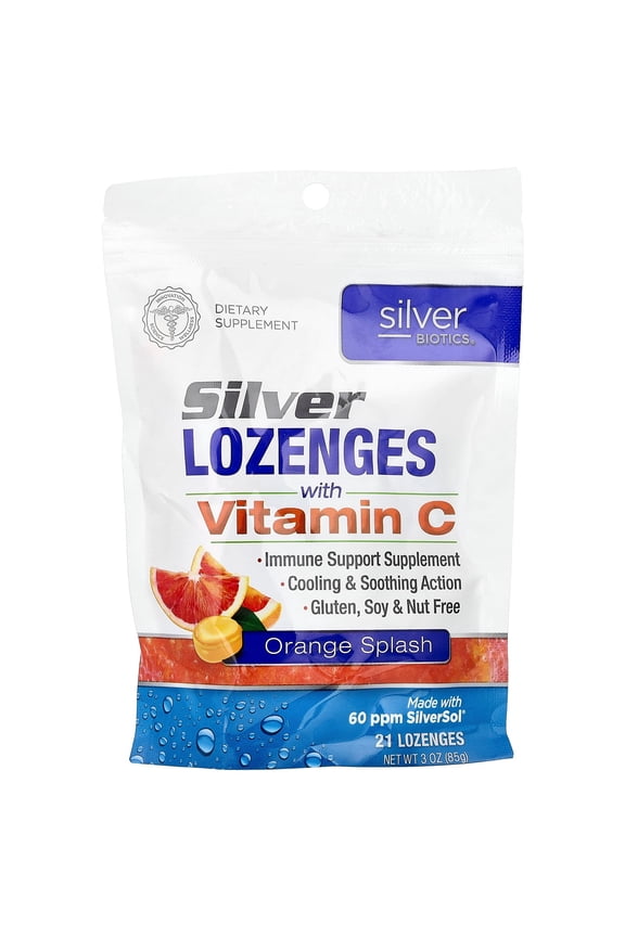 Silver Biotics, Silver Lozenges with Vitamin C, Orange Splash, 21 Lozenges, 3 oz (85 g)