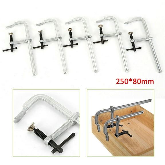 Silver + Black 5X F-Style Welding Bar Clamp Industrial Quality Forged Solid Steel Heavy Duty