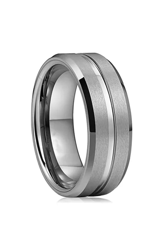 Silver/Black Brushed Band Men's Titanium Steel 8mm Wedding Party Ring Size 7-12