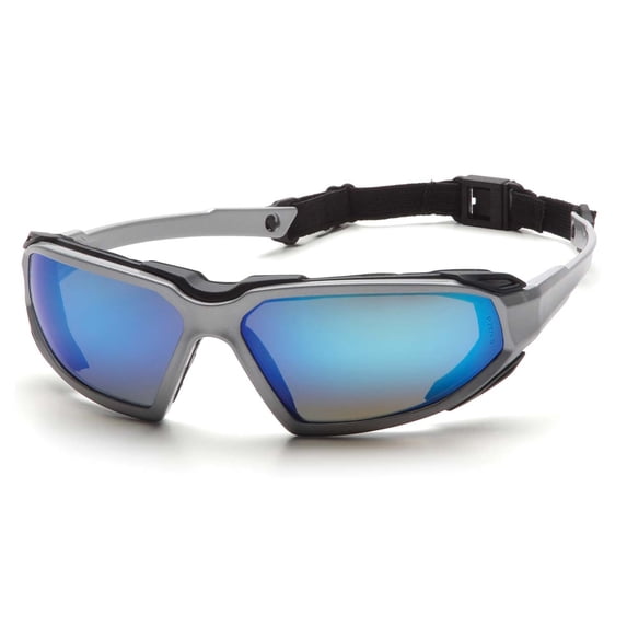 Silver-Black Frame/Ice Blue Mirror Anti-Fog Lens