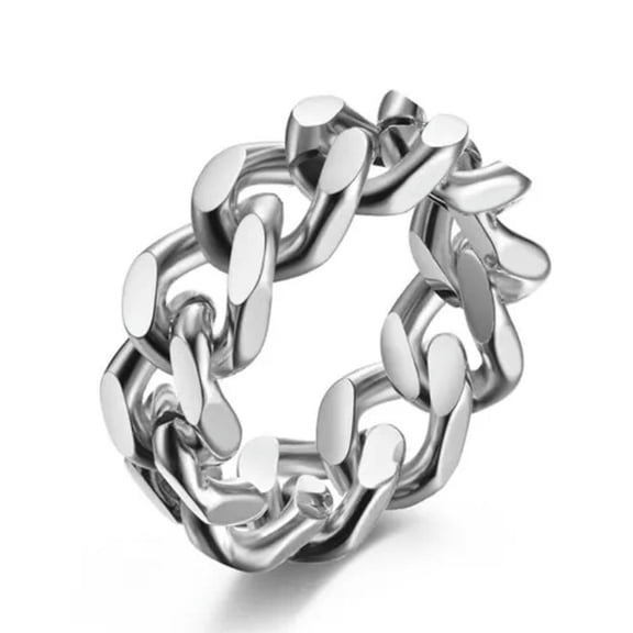 Silver/Black/Gold Chain Rings Stainless Steel Men's Punk Fashion Band Size 6-13