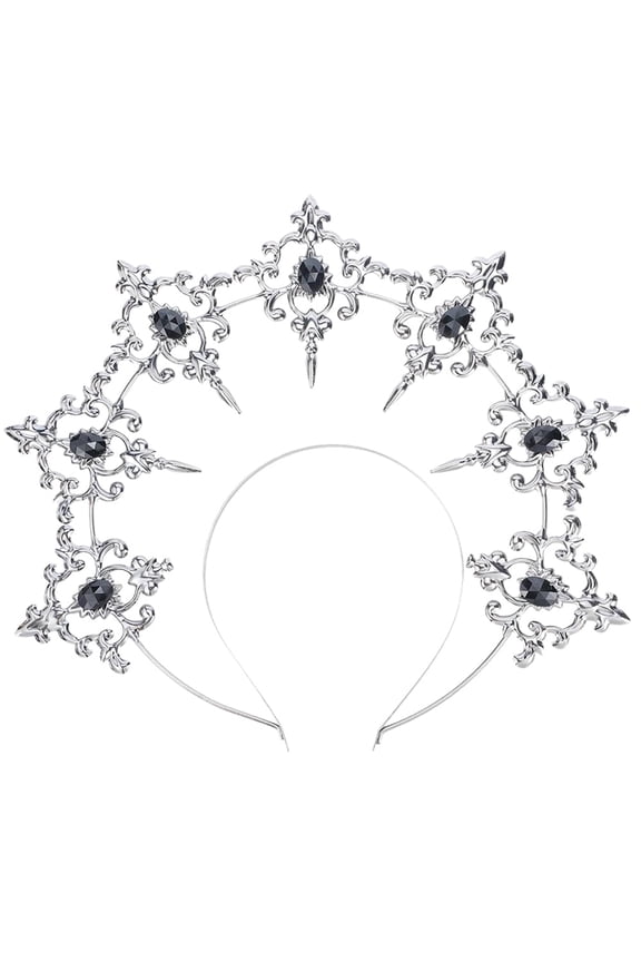 Silver Black Halo Headband Boho Baroque Saint Angel Rhinestone Headdress Stars Goddess Tiara Headpiece Hair Bands