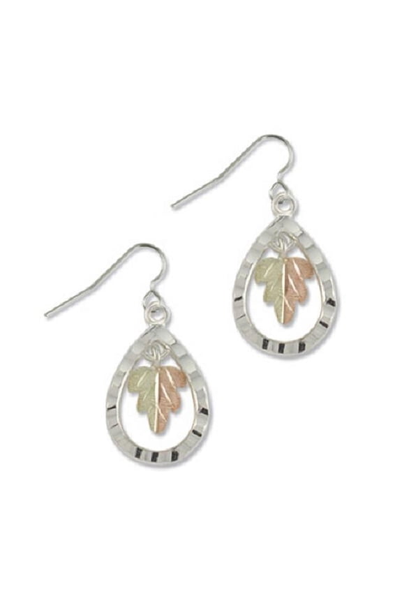 Silver Black Hills Gold Leaf Dangle Earrings