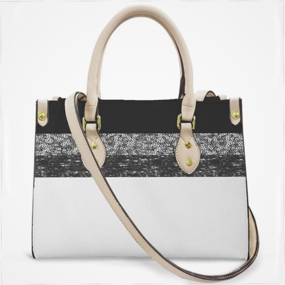 Silver Black Sequins Painting Cross Body Bags For Women Small Leather Female Handbags Fashion Top-Handle Totes