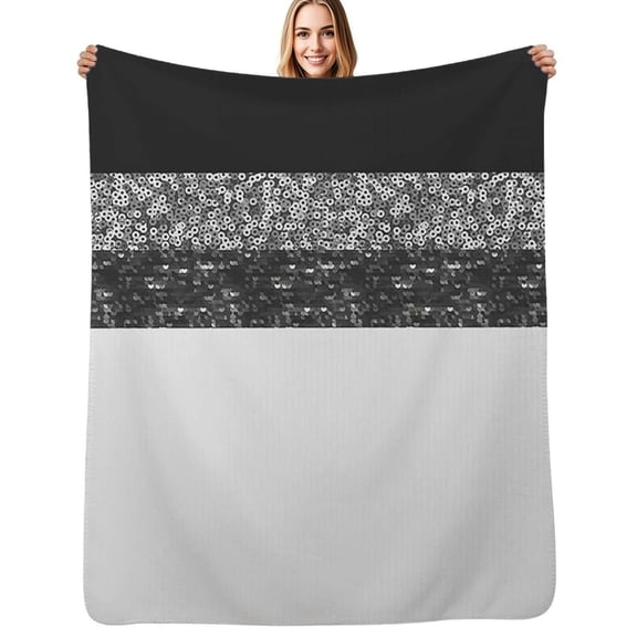 Silver Black Sequins Painting Soft Blanket Travel Bedding Throws Flannel Bedspread Sofa Bed Cover