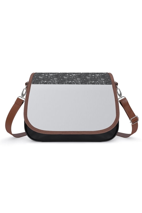 Silver Black Sequins Painting Vintage Crossbody Bag for Women Medium Leather Hobo Bags Shoulder Bag Classic City Leather Satchels
