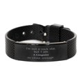 thumbnail image 1 of Silver Black Shark Mesh Bracelet for Stylish Linguists - Im Not a Rockstar, but I am a Linguist so Close Enough - Inspirational Gift for Graduation, Birthday, and Holidays, 1 of 3