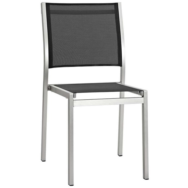 Silver Black Shore Outdoor Patio Aluminum Side Chair