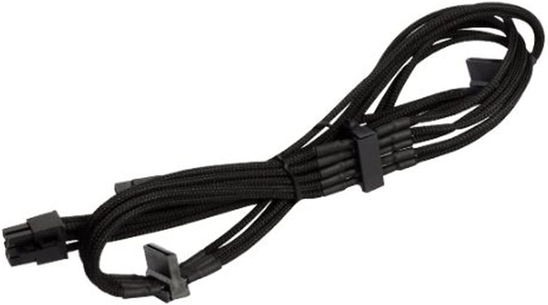 Silver Black Sleeved PSU Cable for Three SATA Devices & Slimline SATA