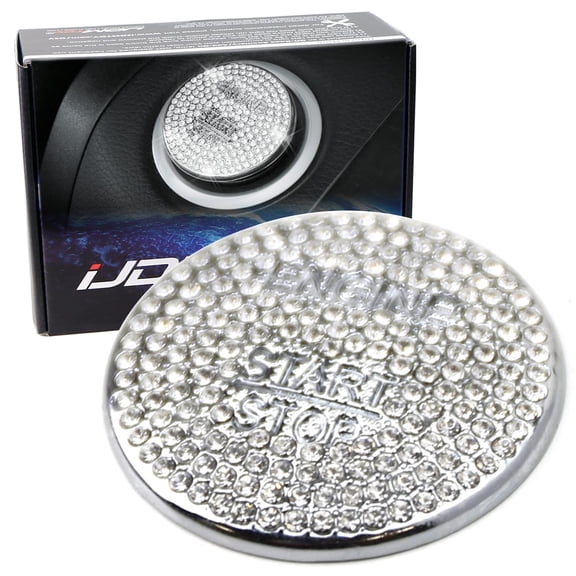 Silver Bling Crystal Decor Chrome Keyless Engine Start/Stop Push Start Button Cover Cap For Mercedes C E S M CLA CLS CLK GLA GLC GLE GL SL Class, etc