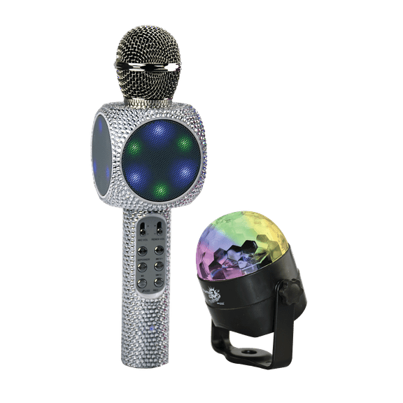 Silver Bling Party 2-Go Karaoke Mic Disco Ball Combo - (P2G-Silver Bling)