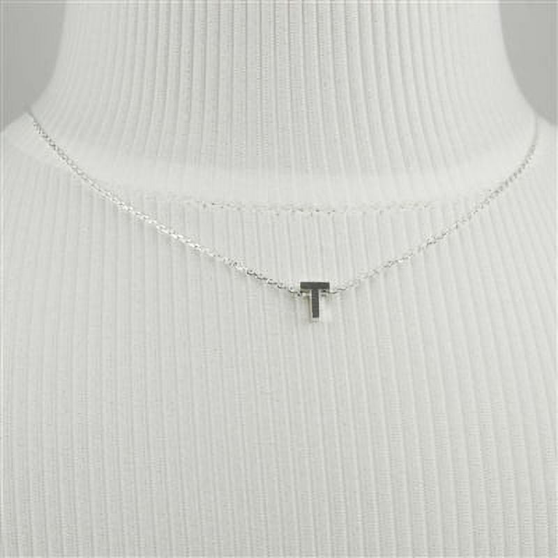 Silver Block Letter Initial T Necklace