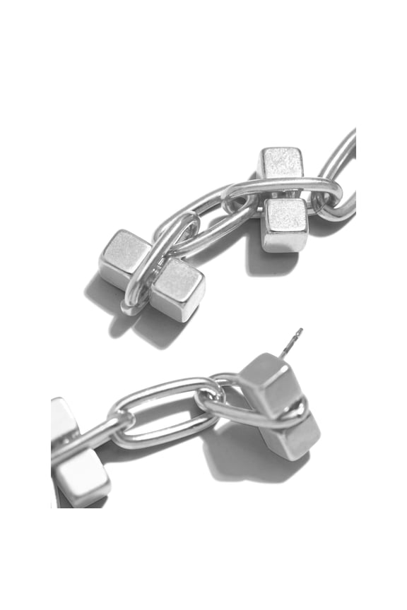 Silver Blockbuster 3 Block Earrings