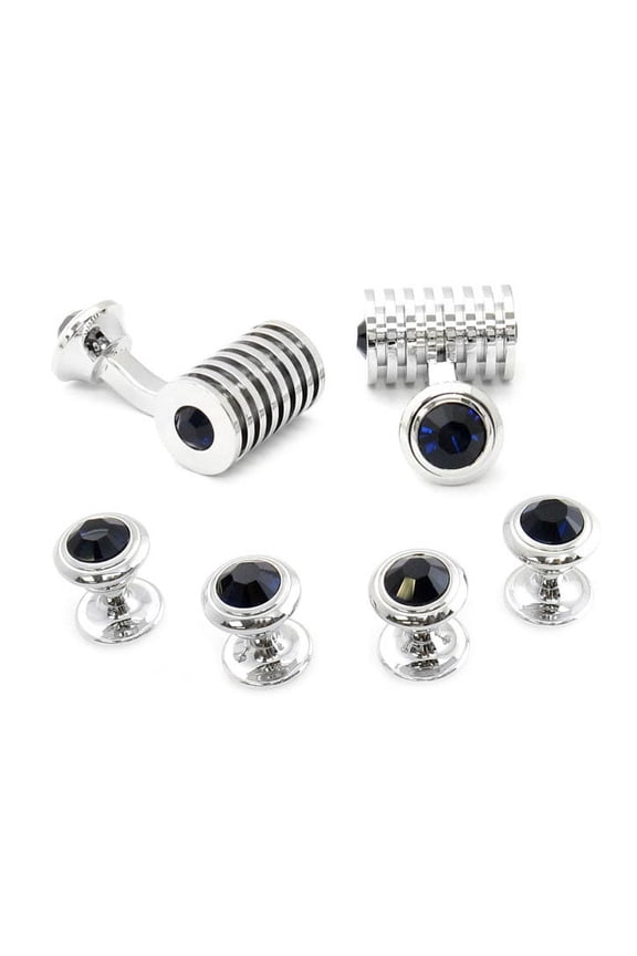 Silver Blue Swarovski Barrel Formal Set