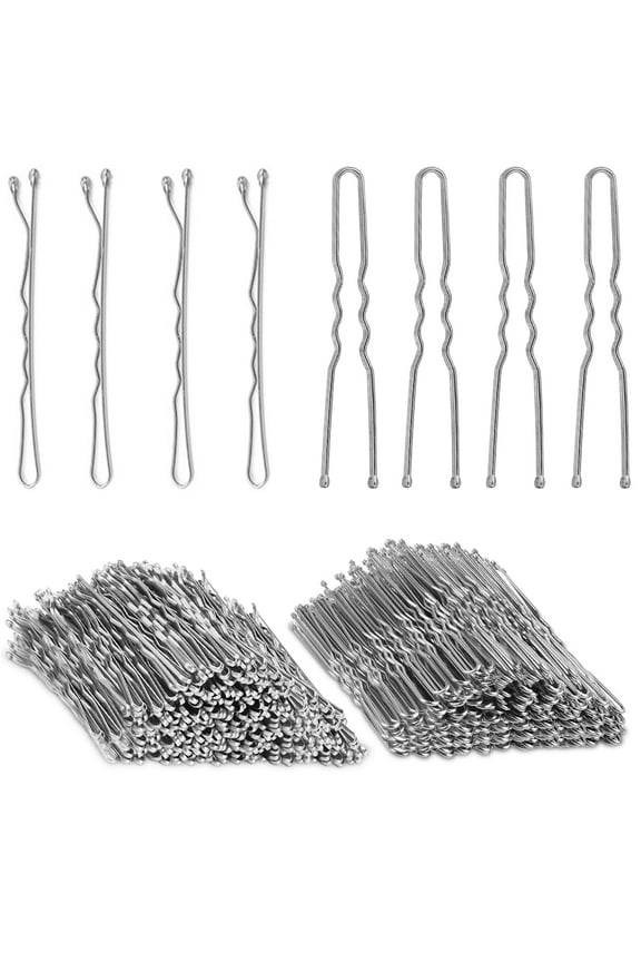 Silver Bobby Pins, 200pcs Silver Hair Pins Kit Silver Bobby Pins for White Grey Hair and U-shaped Hair Pins Bun with Box Hair Pins for Women Girls