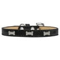 thumbnail image 1 of Silver Bone Widget Dog Collar, Black Ice Cream - Size 16, 1 of 1