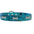 thumbnail image 1 of Silver Bone Widget Dragon Skin Genuine Leather Dog Collar, 1 of 3