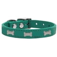 thumbnail image 1 of Silver Bone Widget Genuine LeaTher Dog Collar, Jade - Size 26, 1 of 1