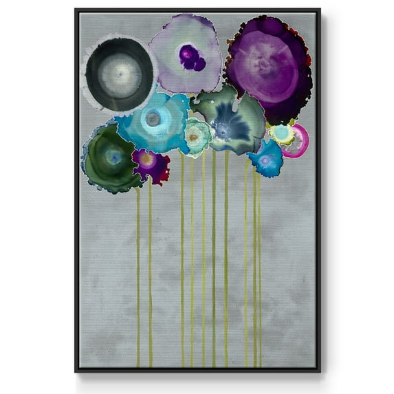 Silver Bouquet Framed Premium Gallery Wrapped Canvas - Ready to Hang - 17 x 25 - Black Floating Frame