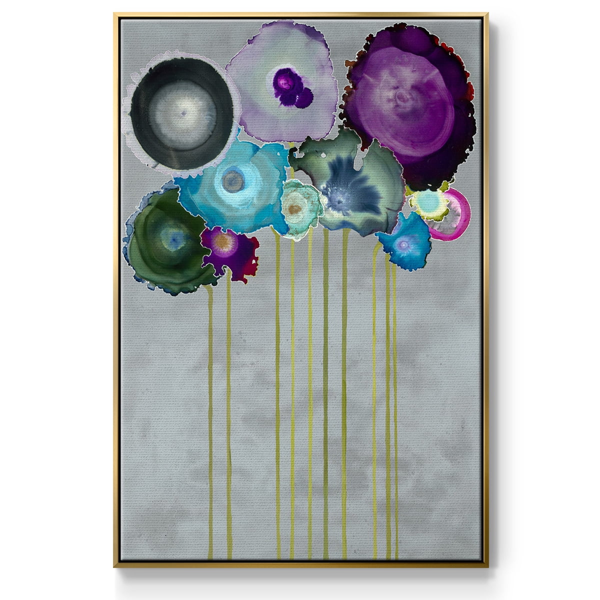 Silver Bouquet Framed Premium Gallery Wrapped Canvas - Ready to Hang - 17 x 25 - Gold Floating Frame