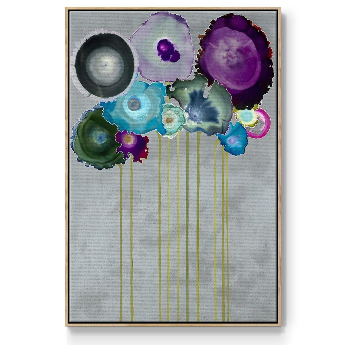 Silver Bouquet Framed Premium Gallery Wrapped Canvas - Ready to Hang - 17 x 25 - Natural Wood Floating Frame