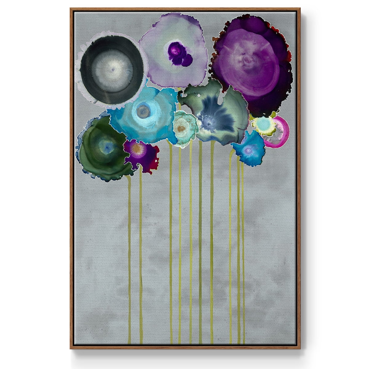 Silver Bouquet Framed Premium Gallery Wrapped Canvas - Ready to Hang - 25 x 37 - Walnut Floating Frame