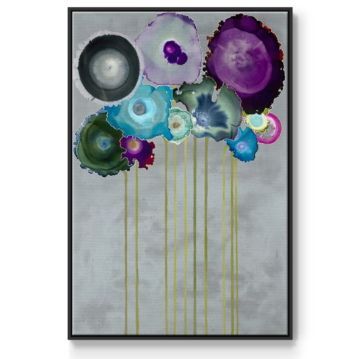 Silver Bouquet Framed Premium Gallery Wrapped Canvas - Ready to Hang - 27 x 41 - Black Floating Frame