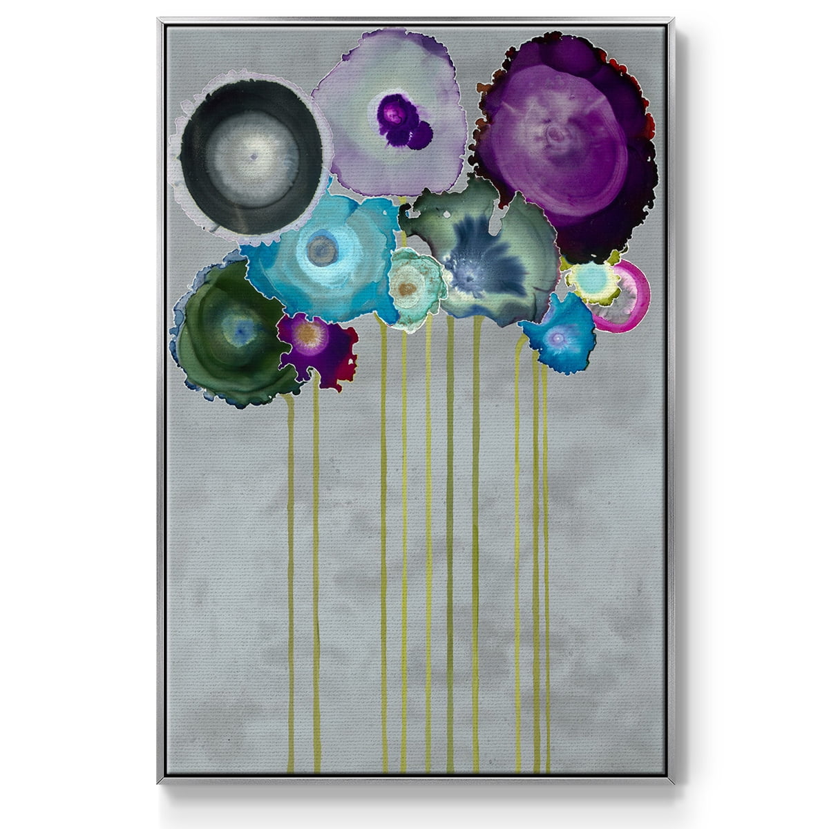 Silver Bouquet Framed Premium Gallery Wrapped Canvas - Ready to Hang - 27 x 41 - Silver Floating Frame