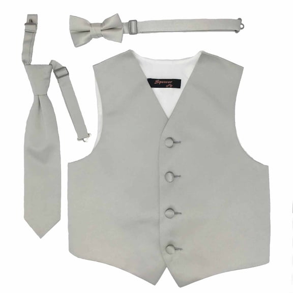 Silver Boys Satin Vest Spencer J - boys 7-8