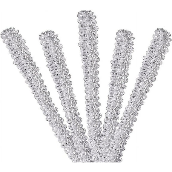 Silver Braid Tirm for Sewing 27 Yards 1/4 inch(8mm) Gimp Braid Trim Ribbon Polyester Basic Fringe Trim for U olstery Costume DIY Crafts Jewelry Making Curtain Costume Decoration