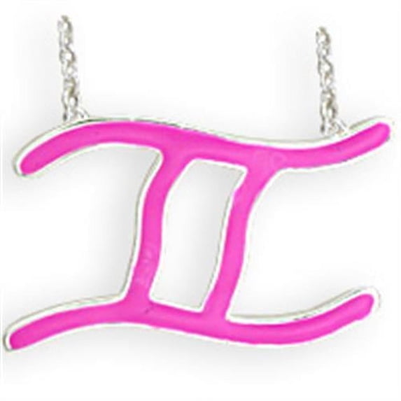 Silver Brass Chain Pendant with Epoxy in Rose for Women Rose Stone Color Style SNK10PINK Size 18
