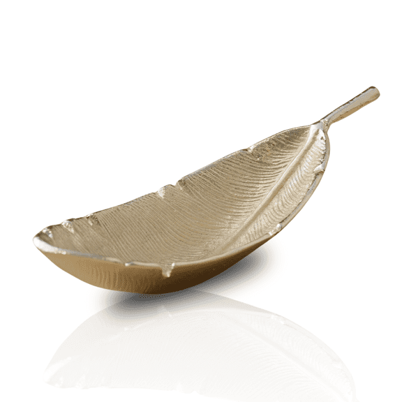 Silver Brass Leaf-Shaped Serving Dish