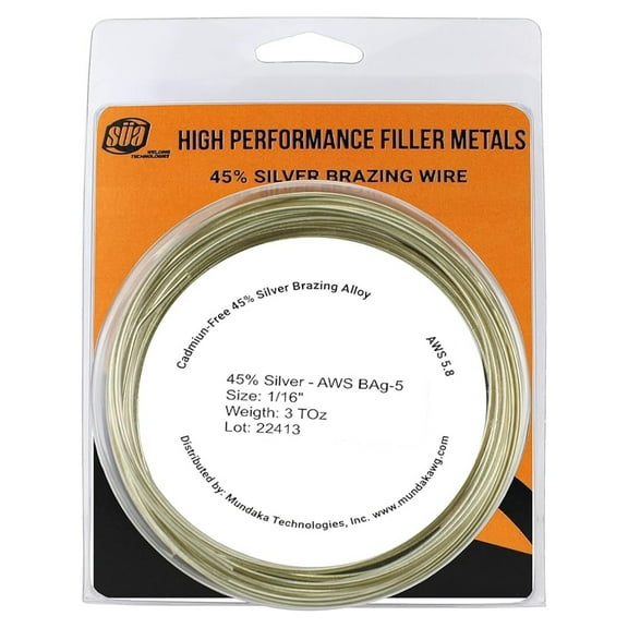 - Silver Brazing Solder Wire - 45% - AWS BAg-5 - Size: 1/16'' - (3 Troy Ounce)