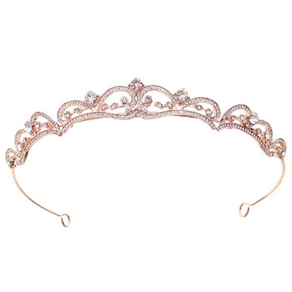 Silver Bridal Tiaras and Crowns for Women and Girls, Rhinestones Wedding Headband, Hair Accessories for Wedding Prom - Rose gold
