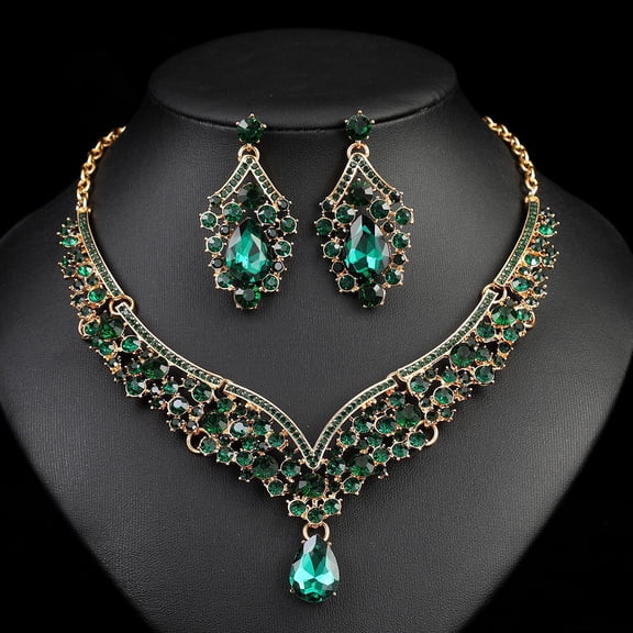 Silver Bridal Wedding Jewelry Set Rhinestone Necklace Earrings Bracelet Sets Prom Formal Costume Jewelry Sets for Women and Brides