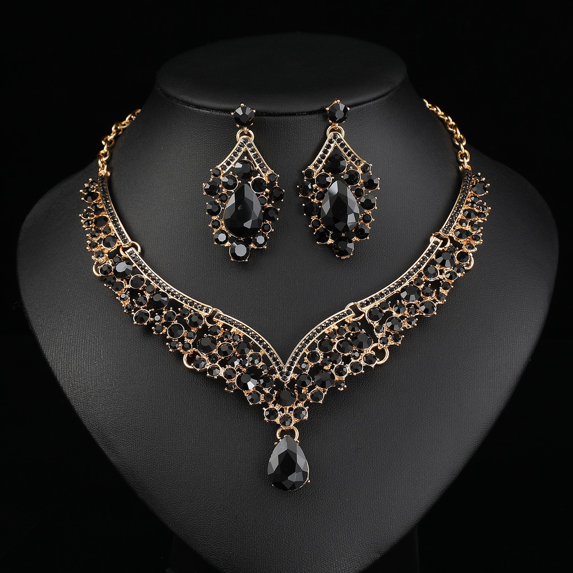 Silver Bridal Wedding Jewelry Set Rhinestone Necklace Earrings Bracelet Sets Prom Formal Costume Jewelry Sets for Women and Brides