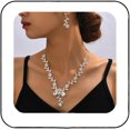 thumbnail image 1 of Silver Bride Wedding Jewelry Sets Flower Crystal Bridal Necklace Earrings Set Leaf Prom Costume Jewelry Set Rhinestone Choker Necklace for Women and Brides, 1 of 4