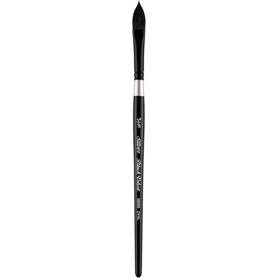 Silver Brush Limited 3009S-3/8" Black Velvet Oval Wash Paintbrush for Watercolor, Gouache, Inks, & Dyes, Size 3/8 Inch, Short Handle