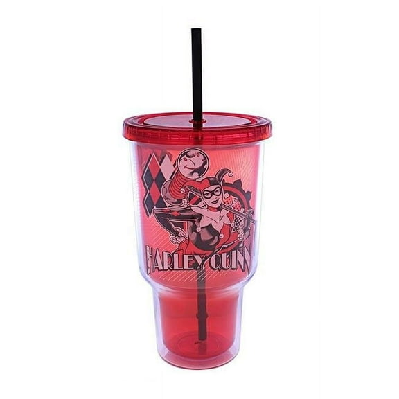 Silver Buffalo  32 oz Harley Quinn Jumbo Cold Cup with Lid & Straw