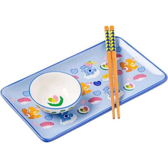 Silver Buffalo Care Bears Ramen Pals Pattern Boxed 3pc Ceramic Sushi Set