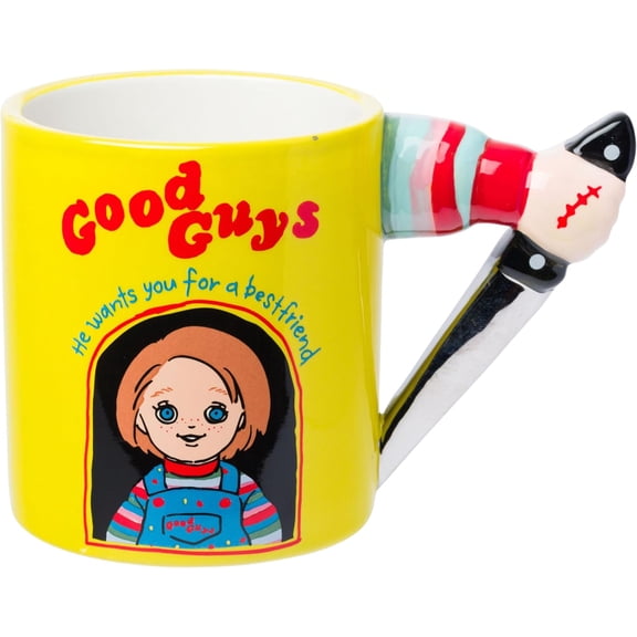Silver Buffalo Chucky Good Guys Ceramic Mug with Sculpted Handle, 22 Ounces
