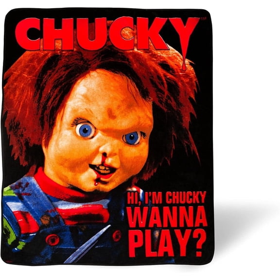 Silver Buffalo Chucky Wanna Play Fleece Throw Blanket - 50x60 Inches | Soft and Cozy Blanket for Horror Fans