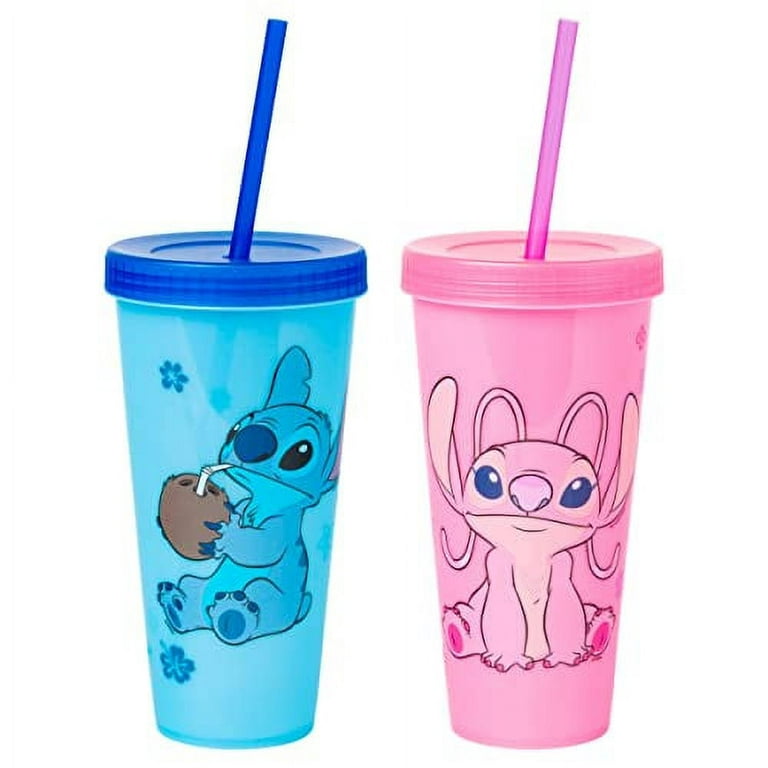 Silver Buffalo Lilo and Stitch Just Chill Plastic Boba Tumbler W Lid and Straw, 24 Ounces