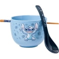 thumbnail image 1 of Silver Buffalo Disney Lilo and Stitch Hands Up Leaves and Flowers Ceramic Ramen Noodle Rice Bowl with Chopsticks and Spoon, Microwave Safe, 20 Ounces, 1 of 8