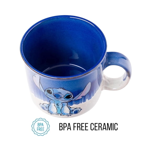 Silver Buffalo Disney Ohana Means Family Reactive Glaze Ceramic Camper Mug, 20 Ounces