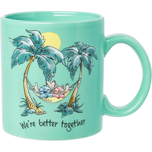 Silver Buffalo Disney Lilo and Stitch “We're Better Together” Ceramic Mug Featuring Stitch and Angel, 20 Ounces