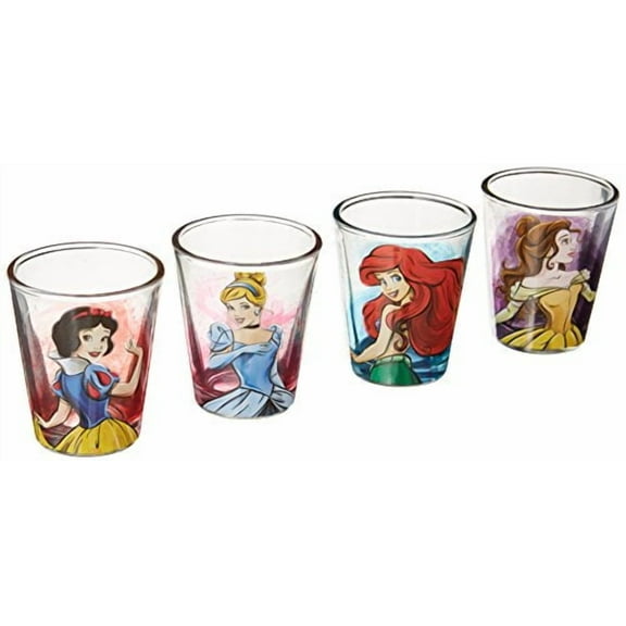 Silver Buffalo Disney Princesses Portrait 4-Pack Mini Glass Set, 4 Count (Pack of 1)