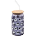 thumbnail image 1 of Silver Buffalo Disney Tim Burton Nightmare Before Christmas Jack Skellington Expressions Gray Glass Jar Tumbler with Bamboo Lid and Glass Straw, 16 Ounces, 1 of 8