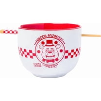 Silver Buffalo Five Nights at Freddy's Freddy Fazbear Pizza Box Ceramic Ramen Noodle Rice Bowl with Chopsticks and Spoon, Microwave Safe, 20 Ounces